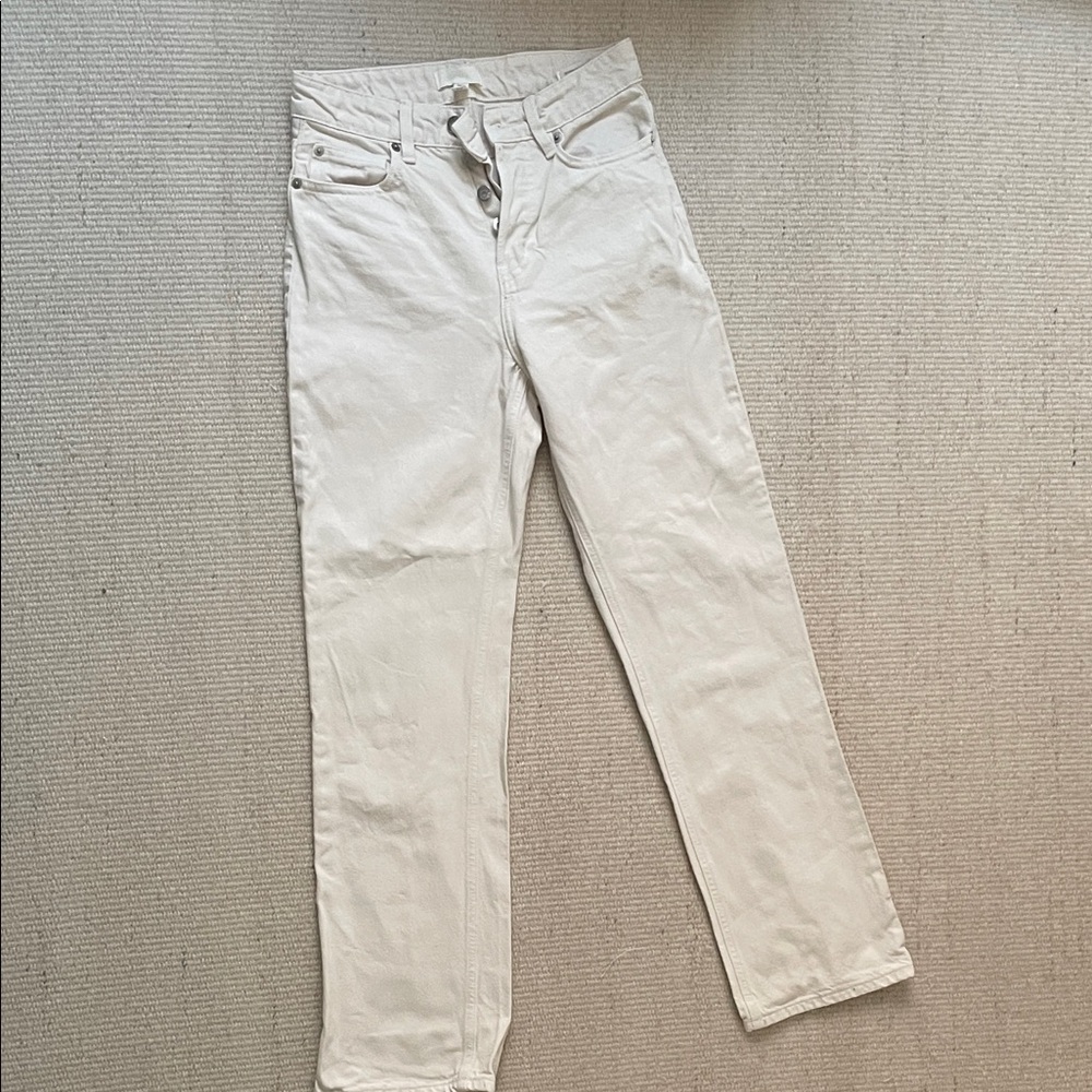 H&M Cream wide/ Straight-Leg Jeans